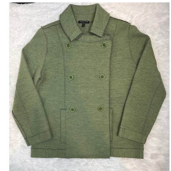 Eileen Fisher Petite Merino Wool Double-Breasted Peacoat Sweater Jacket medium P - Picture 10 of 12